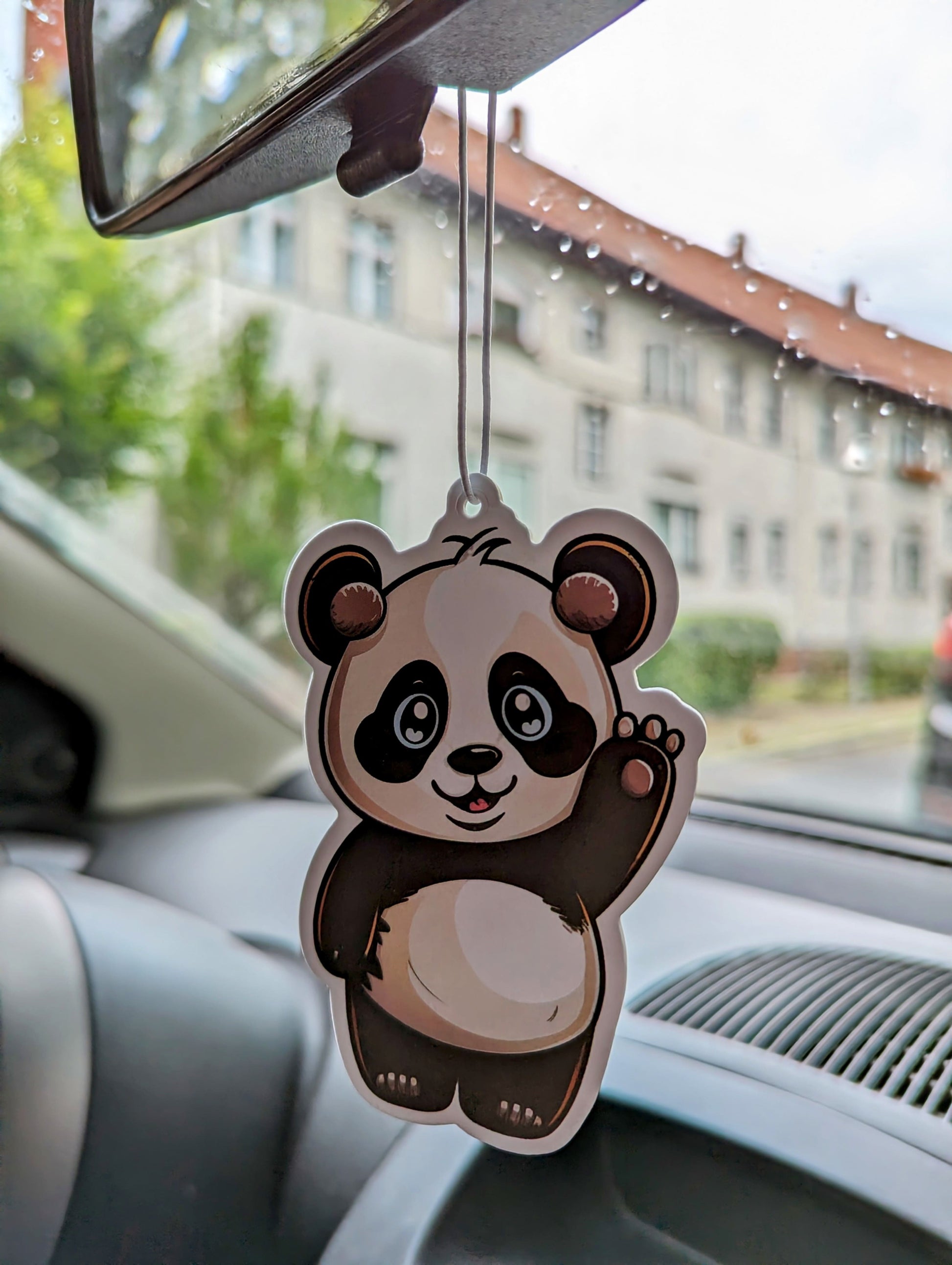 Auto Duftbaum süßer Panda hängt am Auto Rückspiegel