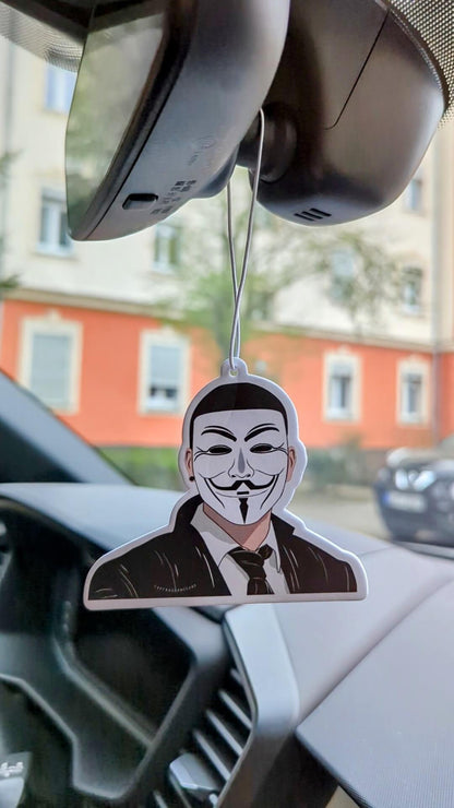  Auto Duftbaum Hacker mit Maske hängt am Auto Rückspiegel 